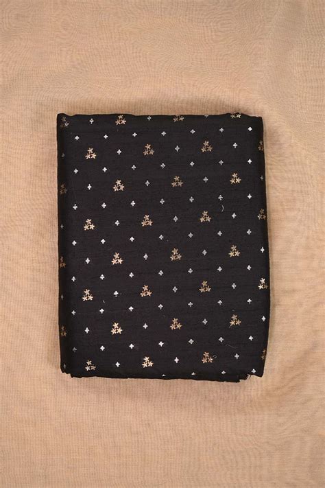 Black Raw Silk Fabric with Gold and Silver Motifs – Chinaya Banaras