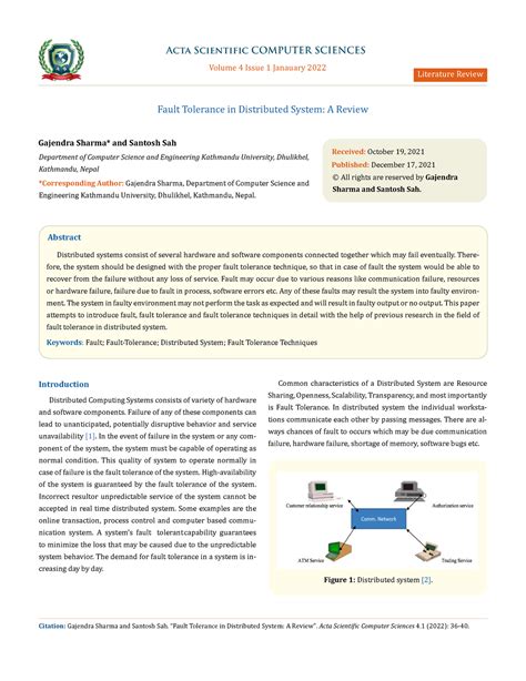 ASCS-04-0213 - Fault Tolerance - Acta Scientific COMPUTER SCIENCES ...