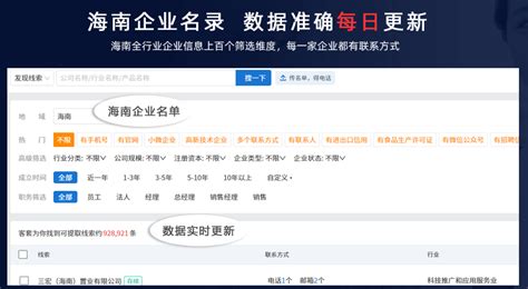 海南省企业名录大全 海南全行业企业黄页-客套企业名录