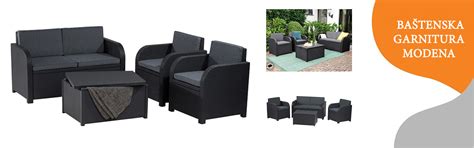 Baštenska garnitura Modena sa box stolom grafit Alibert CU 218236 ...