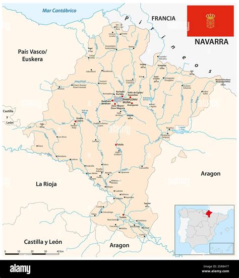 Map of the Spanish autonomous community of Navarre Stock Photo - Alamy