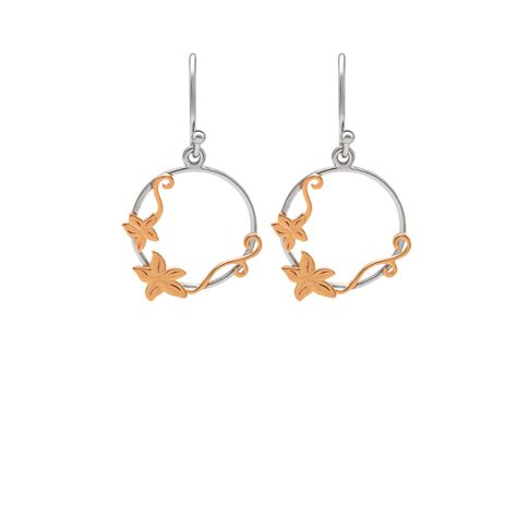 Buy the 18k Rose Gold Plated Two Tone Silver Lily Circlets Earrings ...