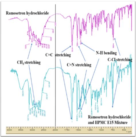 Fig. 1: FT-IR spectrum of (a) RH; (b) Mixture of RH and HPMC E15
