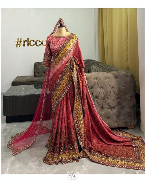 Bridal saree with veil – Ricco India