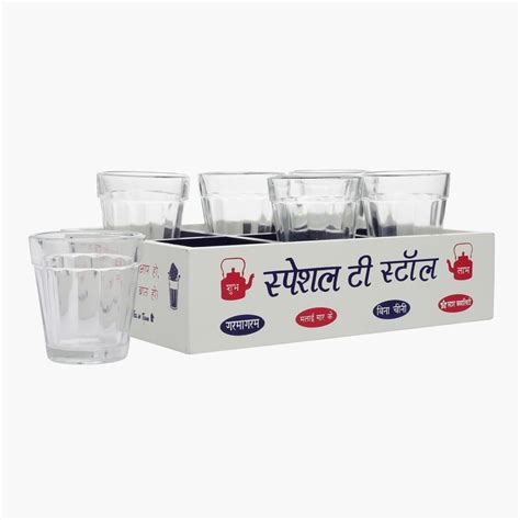 Buy EK DO DHAI Set of 6 Cutting Chai Glasses with Tray - 60ml from Ek ...