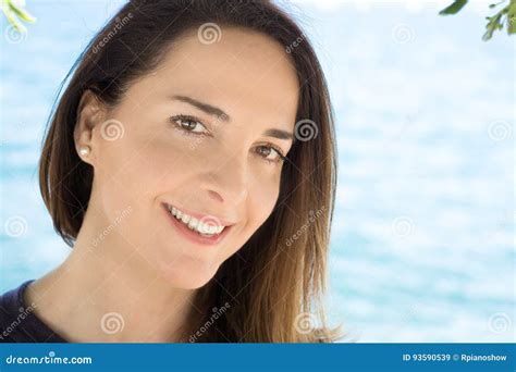 Portrait Woman 45 Years Old at the Street, Outdoors. Stock Image - Image of windy, casual: 93590539