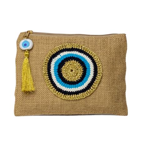 Karens Line Mia Evil Eye Eco-Friendly Jute Small Clutch Purse Handheld ...