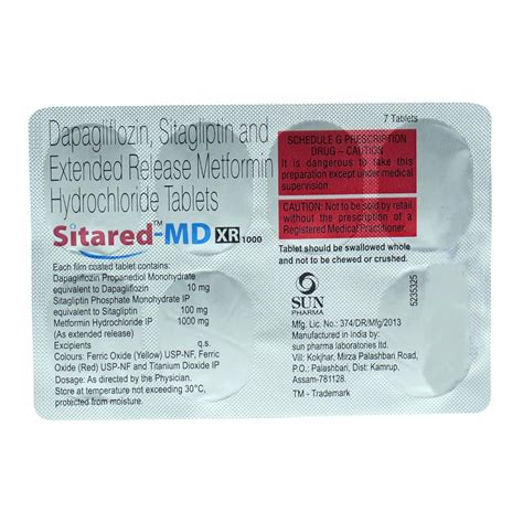 Sitared-MD XR 1000 - Strip of 7 Tablets : Amazon.in: Health & Personal Care