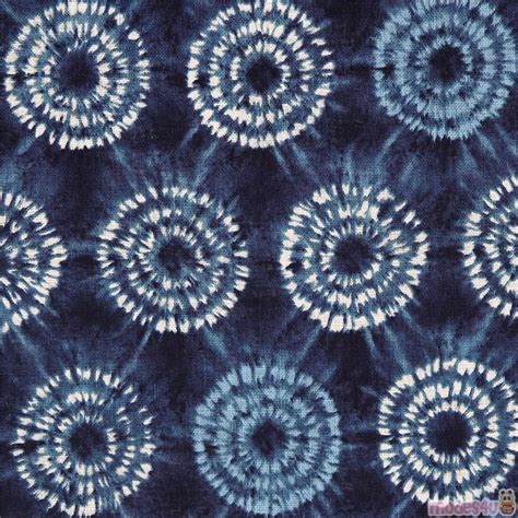 blue batik canvas blue white circles fabric by Kokka Fabric by Kokka ...