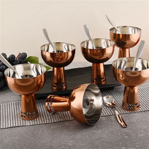 Buy FnS Basil Stainless Steel Bowls Set of 6 (Rose Gold)