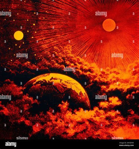 1960s 19TH CENTURY ILLUSTRATION OF CREATION OF THE SOLID DOME FIRMAMENT ...
