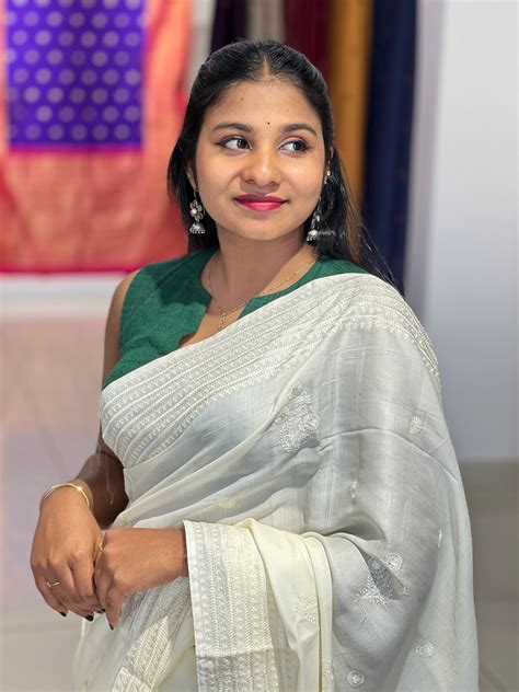 Machine Embroidery Detailed Semi Tussar Saree | SUN548 – Aham Designer ...