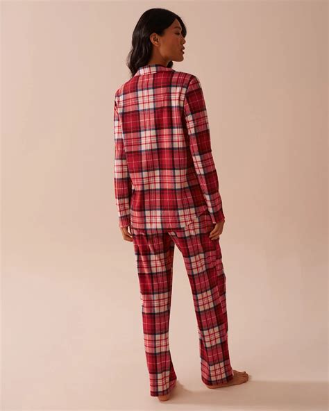 Red Plaid Micropolar PJ Set - Red & Beige Plaid | la Vie en Rose