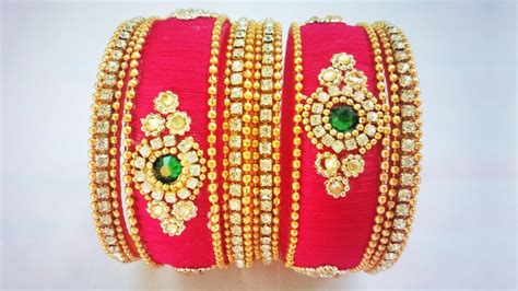 Latest Silk Thread Bridal Pink Bangles - Crayon