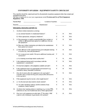 Fillable Online design leeds ac UNIVERSITY OF LEEDS EQUIPMENT SAFETY ...