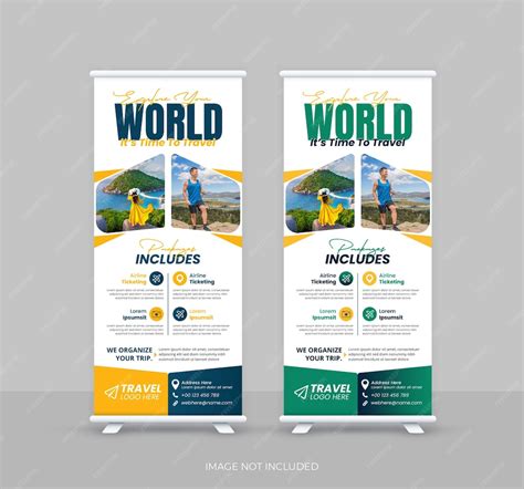 Travel agency roll up banner and business trip x banner tour packages ...