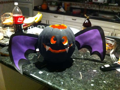 Spooky Bat Carved Pumpkin