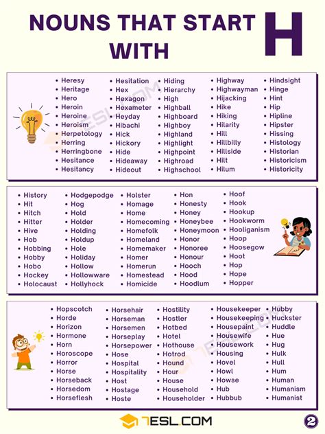 400+ Nouns that Start with H in English • 7ESL