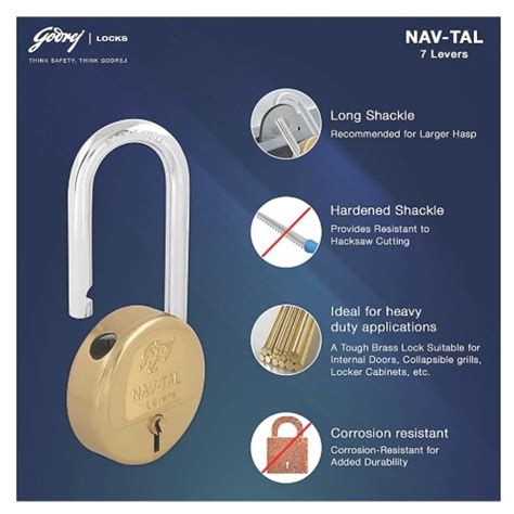 Buy Godrej Navtal 6 Lever Long Shackle 3 Keys (8870) online at best ...