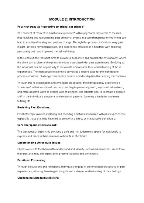 Module 1 psychotherapy - MODULE 2: INTRODUCTION Psychotherapy as ...