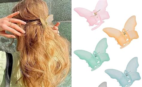 Big Box 6 Butterfly Hair Clips 1.6" Small Hair Clips Jaw Clips Non Slip ...