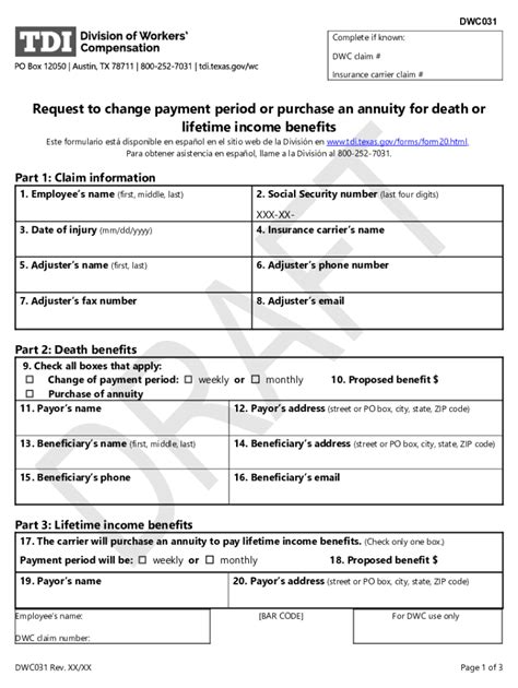 Fillable Online Workers' Compensation Claim Form (DWC-1) Fax Email ...