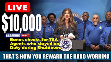 LIVE NOW: Kristi Noem Surprises TSA With $10K Bonuses After Brutal 43 ...