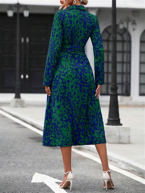 Elchic Button Down Belted Midi Dress with All Over Leopard Print – ELCHIC