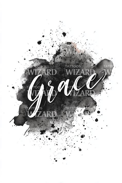 Grace Cloudy Cursive Tattoo Idea – Tattoos Wizard Designs