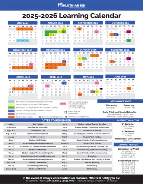 MIDLOTHIAN ISD Calendar 25-26 Revised pdf - EduCounty