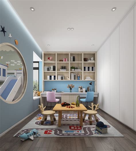 儿童卧室和书房。|空间|室内设计|绿屋 - 原创作品 - 站酷 (ZCOOL)