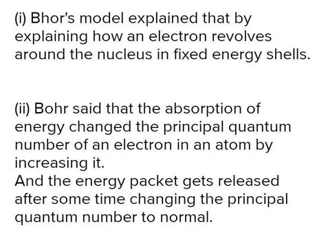 How does Bohr model of an atom explain the following ? 1. Stability of ...