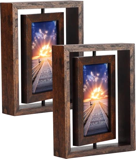 Buy EXYGLO Brown 6x4 Photo Frames, Double Picture Frames 4x6 for ...