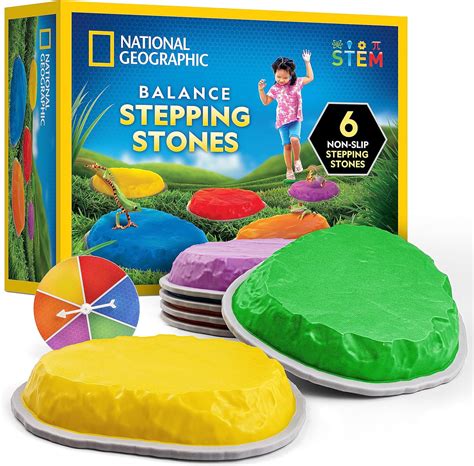 National Geographic Stepping Stones para niños, 6 Piedras Antideslizantes duraderas Que fomentan ...