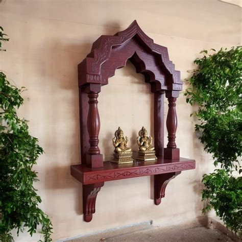J.L.HOME DECOR Hand-Carved Mahogany Archway Pooja Shelf - Traditional ...