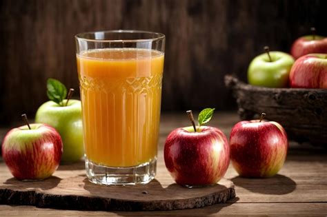 Glass of apple juice and fruits | Premium AI-generated image