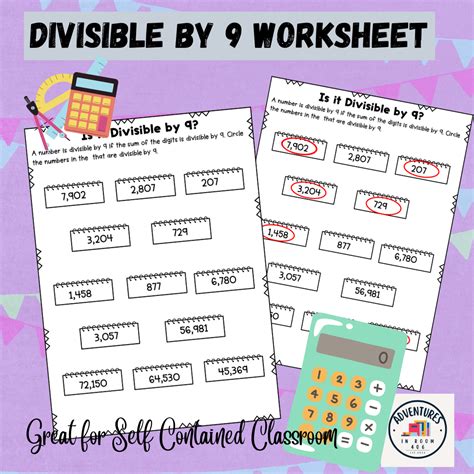 Divisible by 9 Worksheet | Divisibility Rules | SPED | Math - Classful