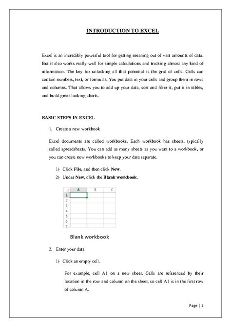 Excel - INTRODUCTION TO EXCEL Excel is an incredibly powerful tool for ...