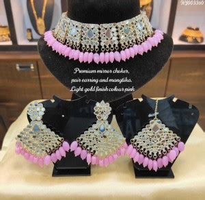 Raj creation Alloy Gold-plated Pink Jewellery Set Price in India - Buy ...