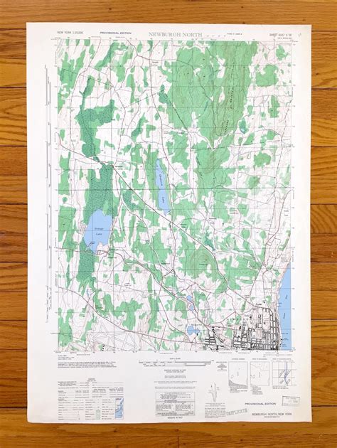 Antique Newburgh, New York 1945 US Geological Survey Topographic Map ...