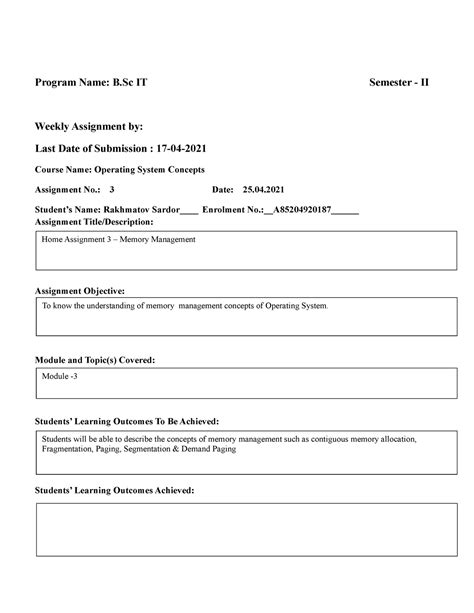 OS Concept assignment 3 - Program Name: B IT Semester - II Weekly ...
