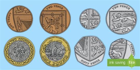 A4 British (UK) Coin Cut-Outs (teacher made) - Twinkl