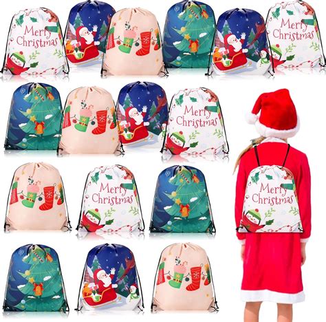 Amazon.com: C.N. 16 Pack Christmas Gift Bags Large Christmas Drawstring ...