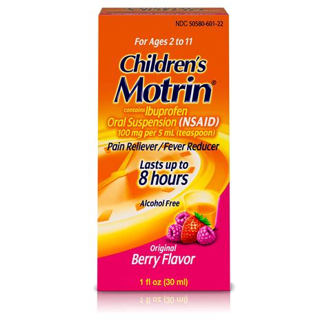 Motrin Children's Pain Reliever and Fever Reducer, Original Berry, 1 ...
