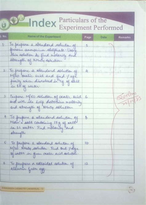 XII CHEM WM - Chemistry Lab Practical Record and Observations - Studocu