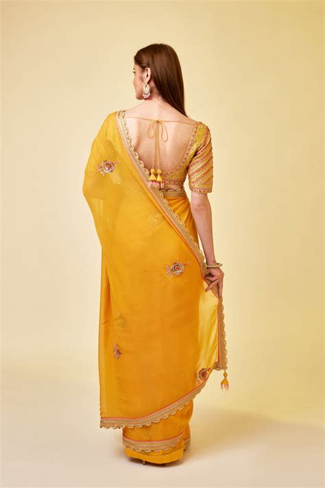 Mango Yellow Saree Set. – Shyam Narayan Prasad