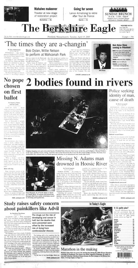The Berkshire Eagle, Bob Dylan front cover