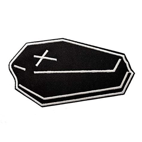 Goth Death Gothic Casket Coffin Embroidered Iron on sew on Patch Badge ...