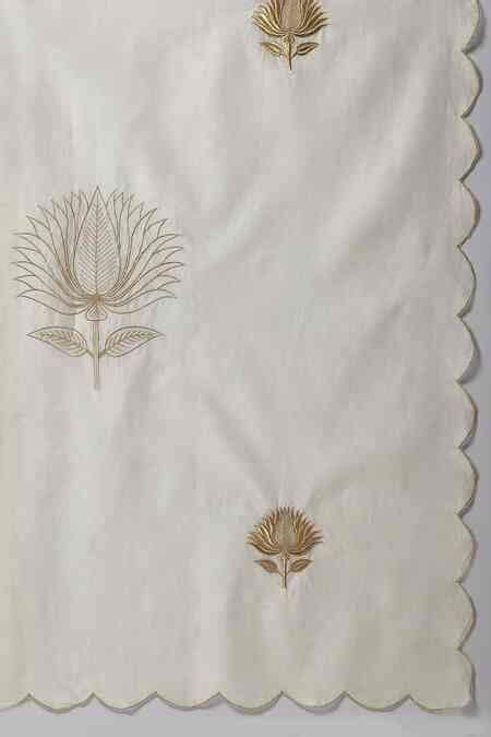 Buy White Silk Chanderi Embroidered Dupatta For Women by Anantaa by ...
