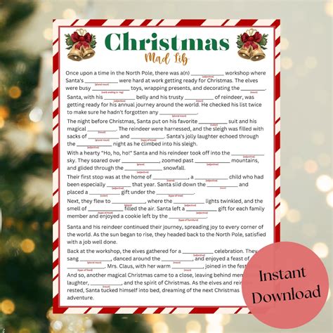 Christmas Mad Libs, Christmas Party Game, Christmas Story Mad Libs for Adults and Kids, Santa ...